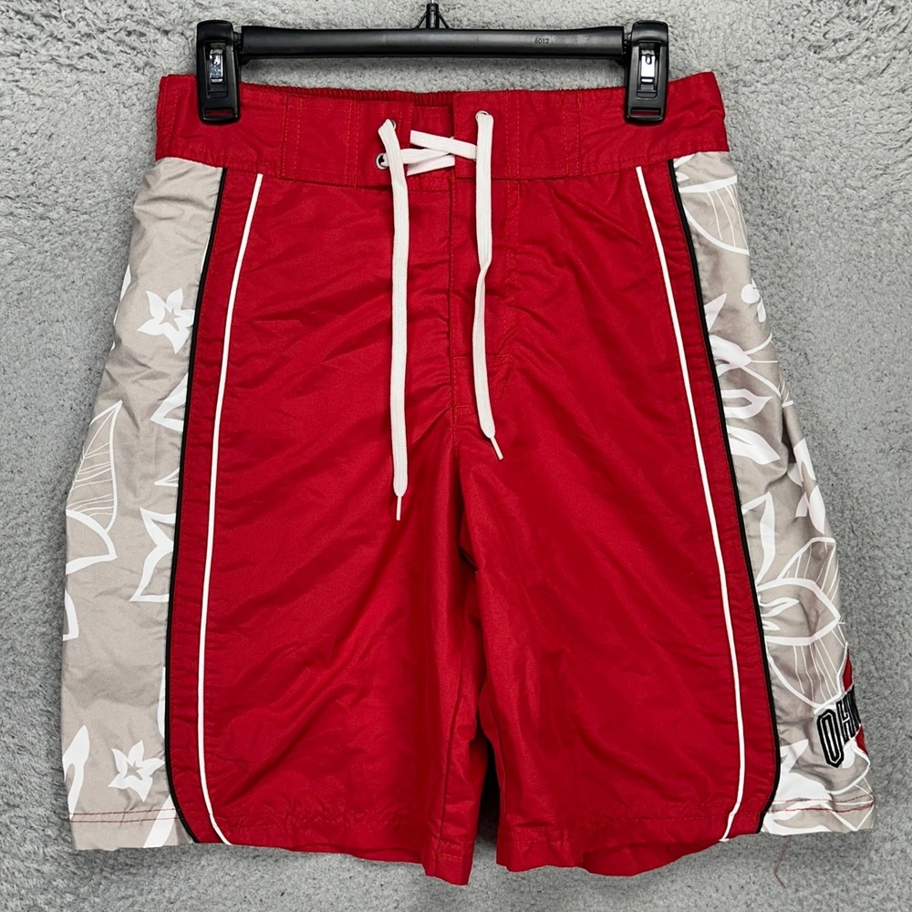 Ohio State Buckeyes Men Swim Trunks Small Red Grey Mesh Lined Board Shorts G-III